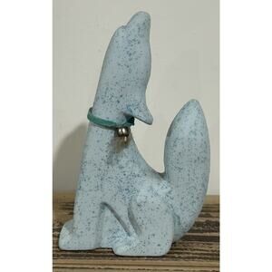 Native American Teal Ceramic Coyote Howling Figure Western Cowboy Country